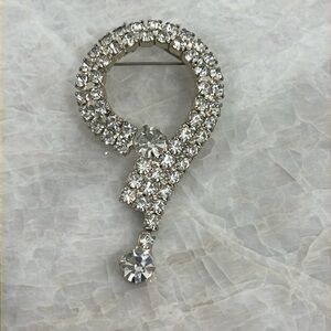 Elegant Silver Crystal Brooch